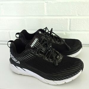 Hoka One One Clifton 5 Size 8.5 Wide Laces Lock Black Color